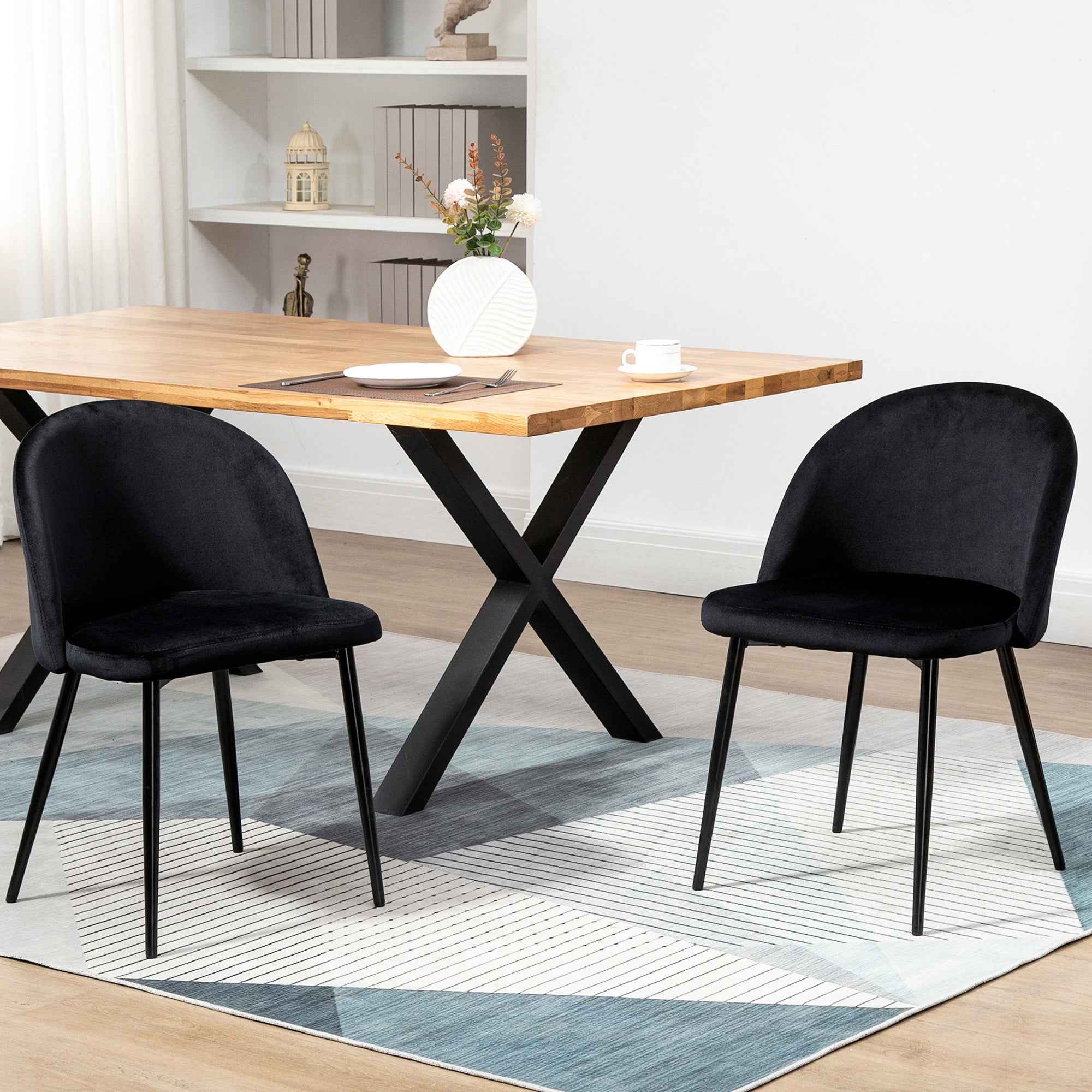 Dylan Set of 2 Mid-Back Dining Chairs-Black
