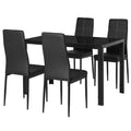 Zaya 5-Piece Rectangular Glass Dining Set for Small Spaces-Black