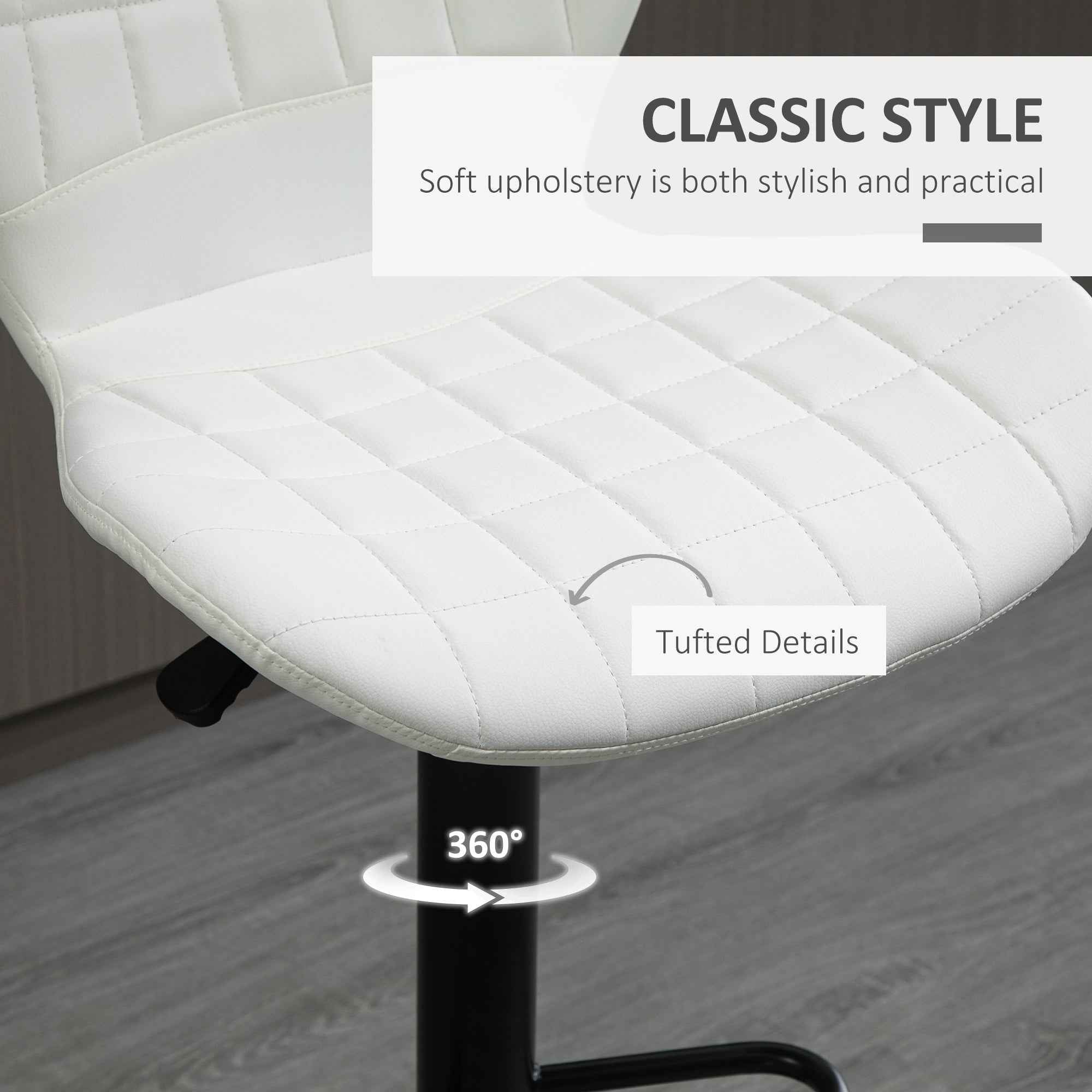 Avion Counter/Barstools with Adjustable Height and Swivel-Set of 2-White