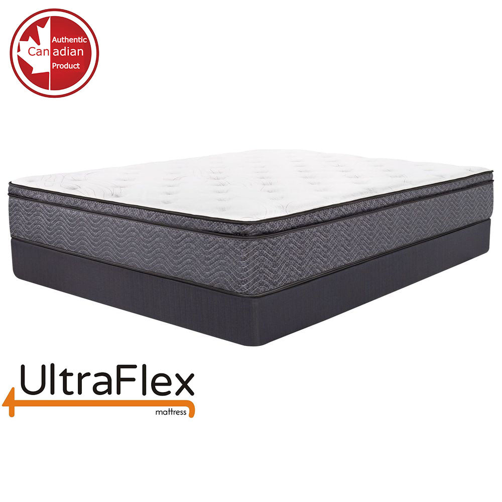 UltraFlex® REVIVE- Hybrid 12” Mattress and BoxSpring Set Breathable Pillowtop, Spinal Support HDcoils, Luxury Comfort Hypoallergic Foam Encasement, Pressure Relieving Coils, Eco-Friendly Mattress (Made in Canada) - Shopthatapp.ca