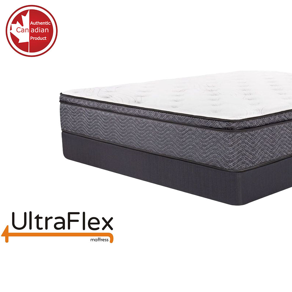 UltraFlex® REVIVE- Hybrid 12” Mattress and BoxSpring Set Breathable Pillowtop, Spinal Support HDcoils, Luxury Comfort Hypoallergic Foam Encasement, Pressure Relieving Coils, Eco-Friendly Mattress (Made in Canada) - Shopthatapp.ca