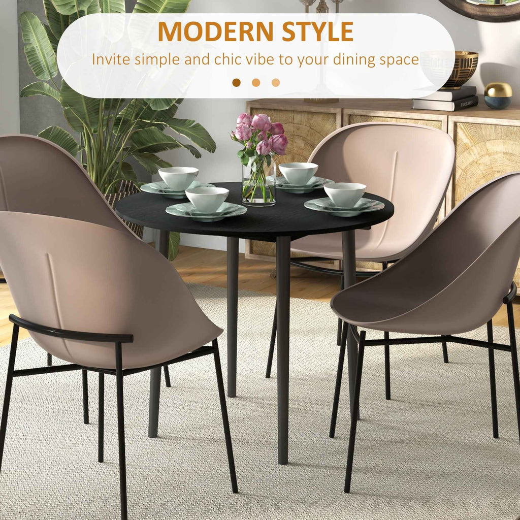 Merrill Round Drop-Leaf/Folding Dining Table for Small Spaces-Black