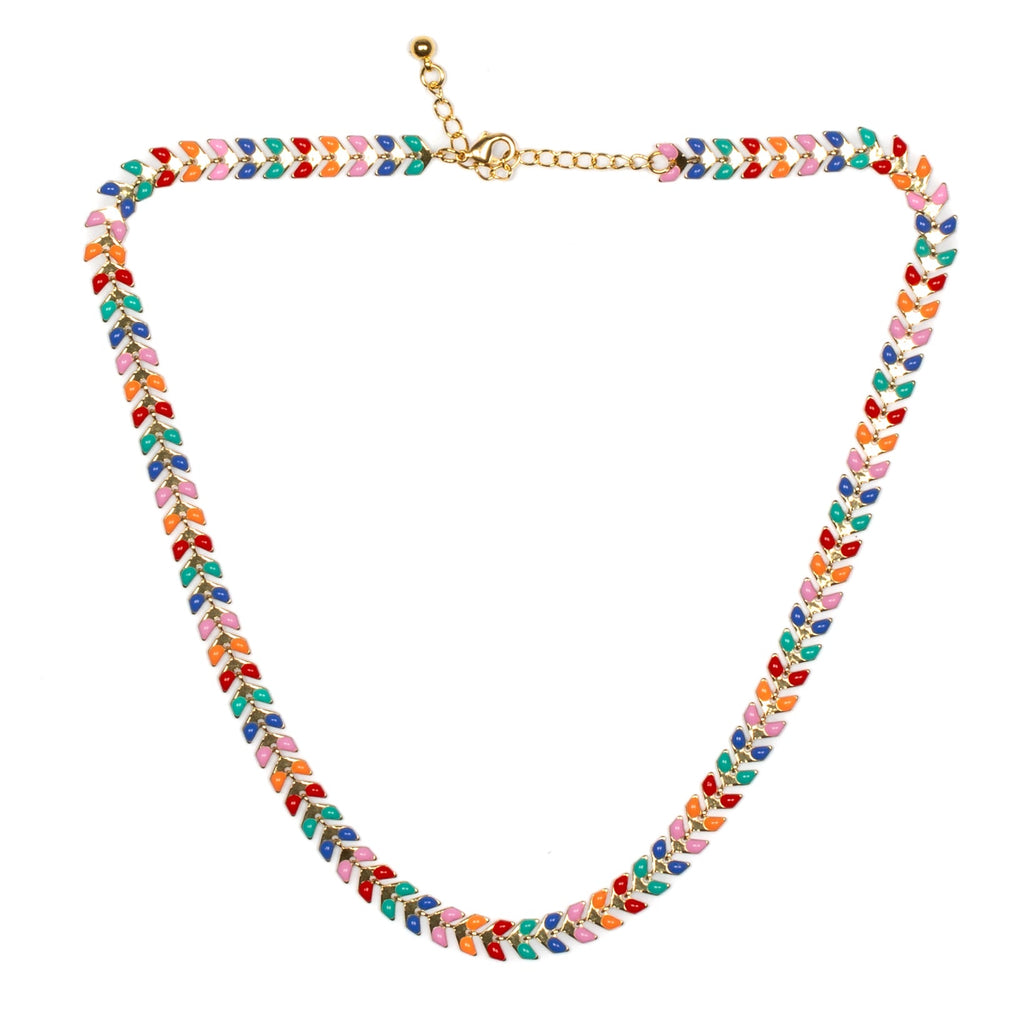 Multicolour Enamel Leaf Necklace - Shopthatapp.ca