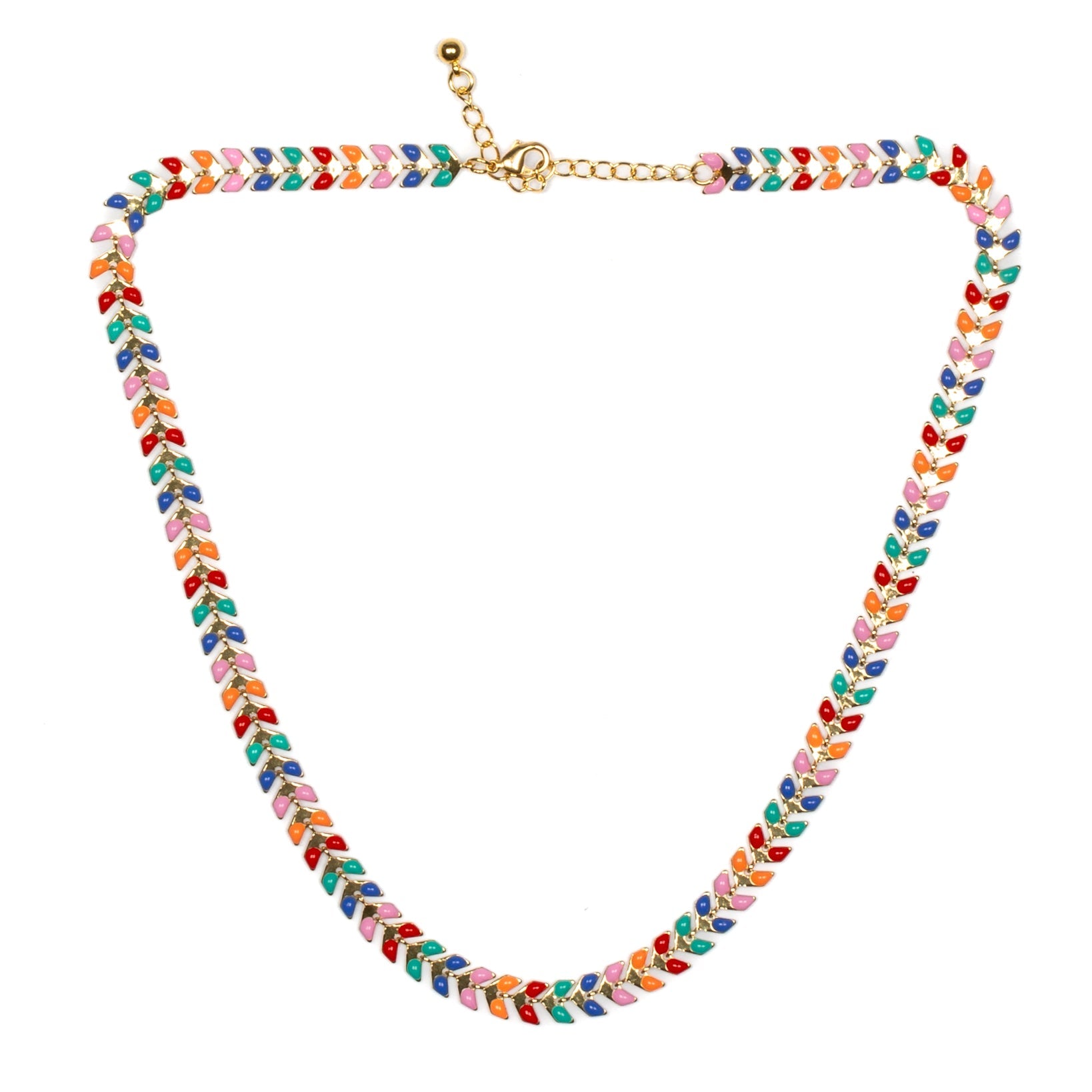 Multicolour Enamel Leaf Necklace - Shopthatapp.ca