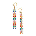 Multicolour Enamel Leaf Earrings for Elegant Long Drop Style - Shopthatapp.ca