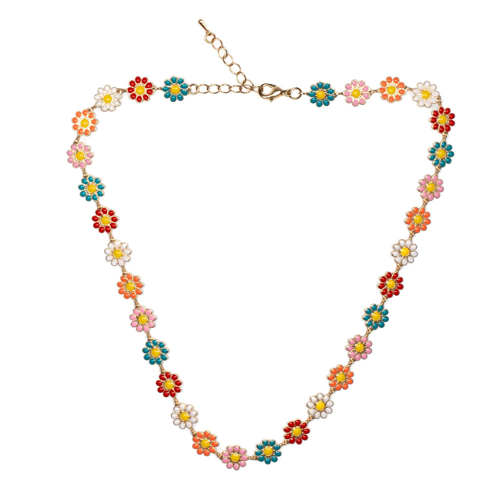 Multi-colour Enamel Necklace with Flower Design - Shopthatapp.ca