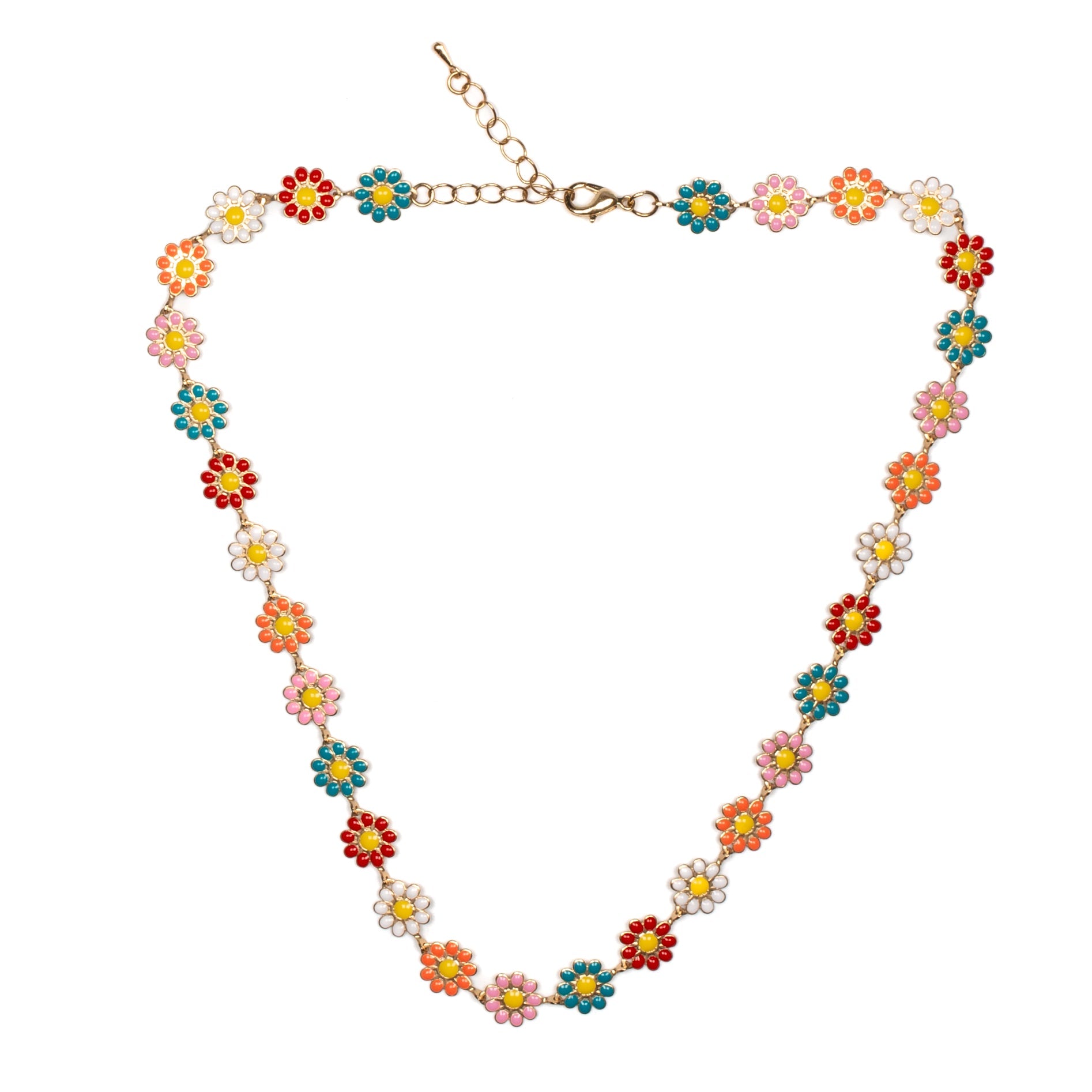 Multi-colour Enamel Necklace with Flower Design - Shopthatapp.ca