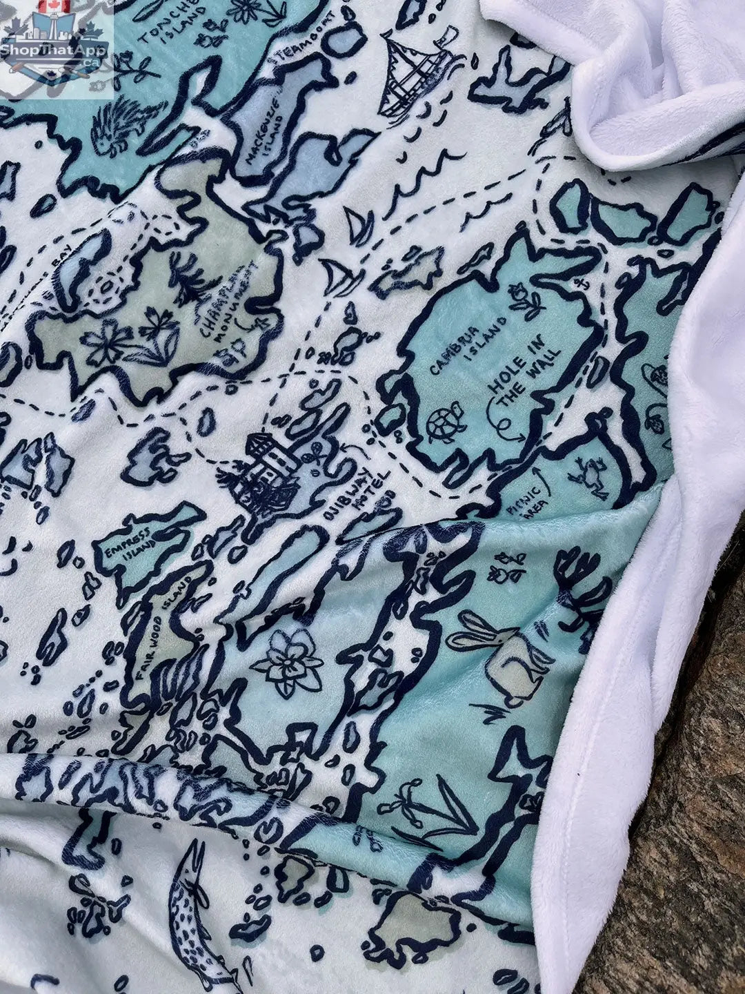 Cozy Map Blanket | GBAYCo. Pointe Au Baril Edition - Shopthatapp.ca