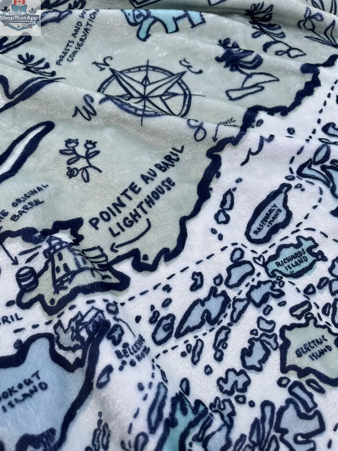 Cozy Map Blanket | GBAYCo. Pointe Au Baril Edition - Shopthatapp.ca