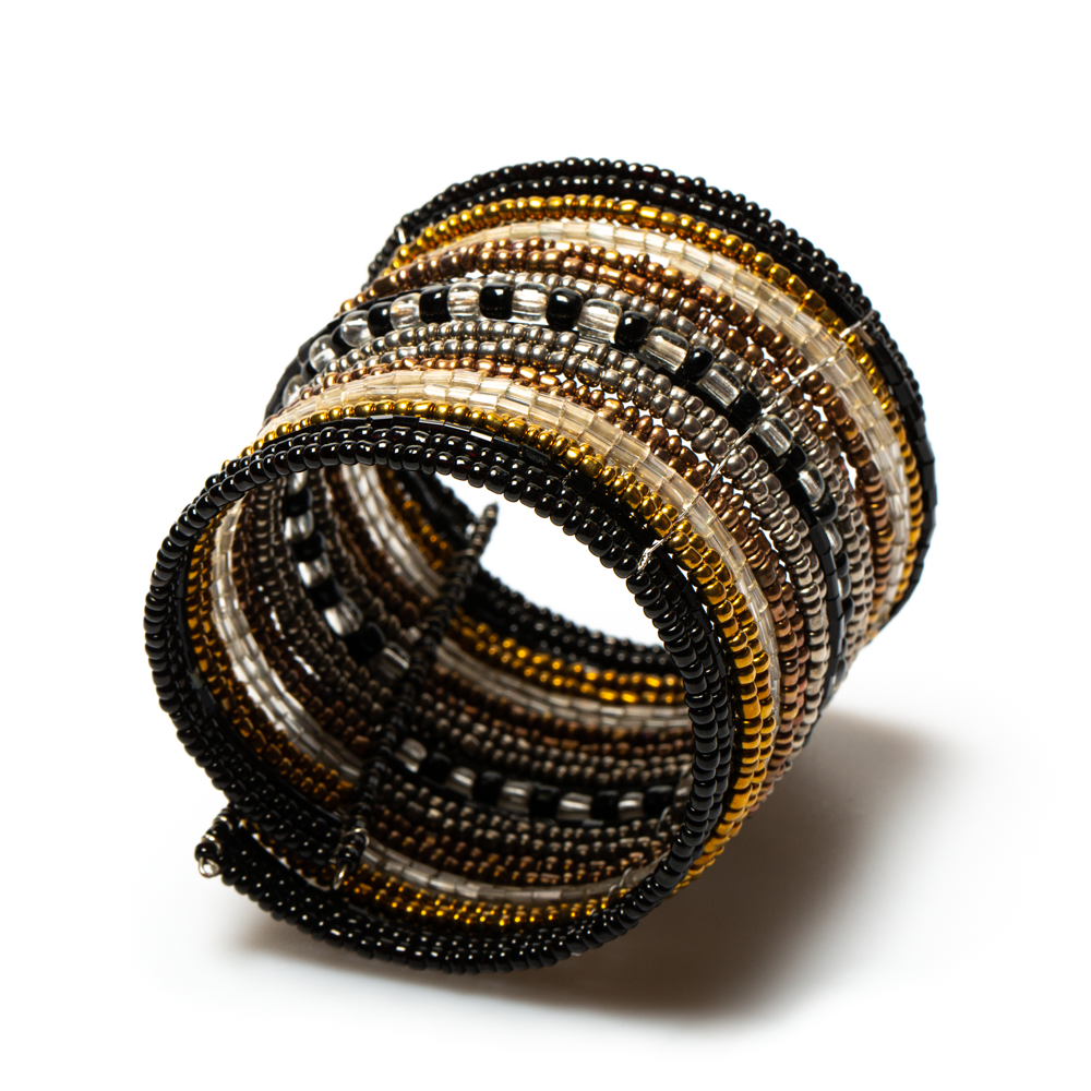 Striped Beaded Cuff Bracelet - Stylish and Unique Accessory - Shopthatapp.ca