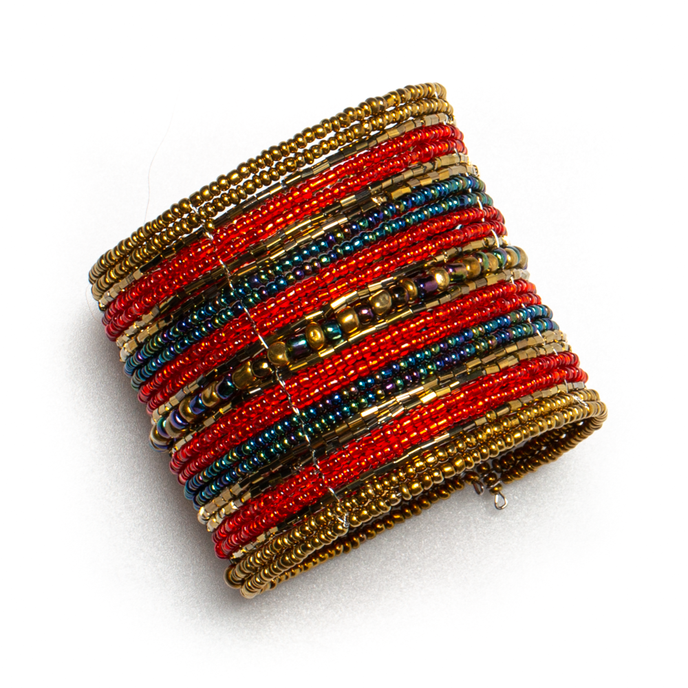 Striped Beaded Cuff Bracelet - Stylish and Unique Accessory - Shopthatapp.ca