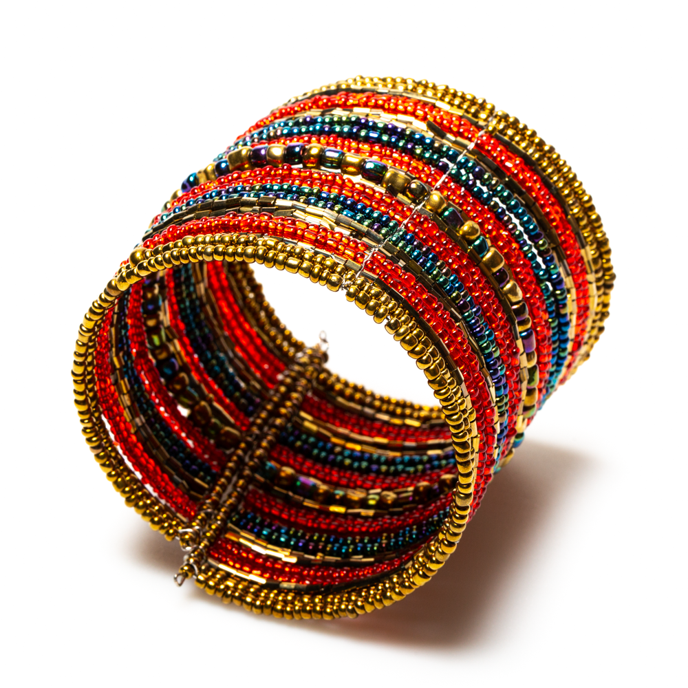 Striped Beaded Cuff Bracelet - Stylish and Unique Accessory - Shopthatapp.ca