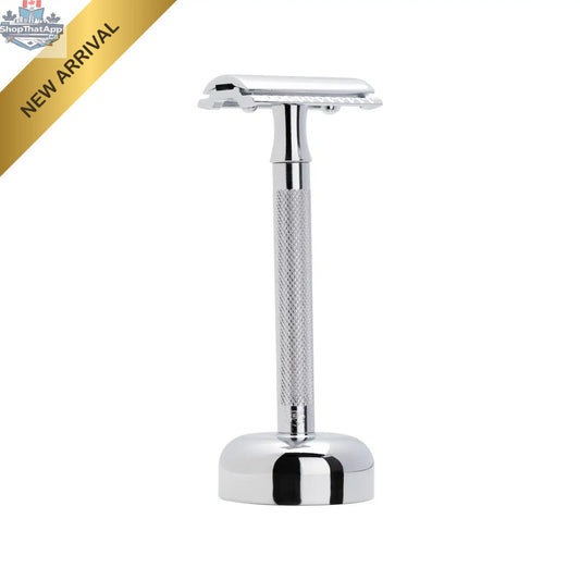 MERKUR 2481 Shaving Kit 3 Piece Safety Razor with Stand in Bright Chrome - Shopthatapp.ca
