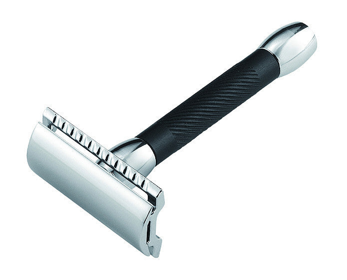 Merkur 30B Safety Razor - 3-Piece DE Closed Comb with Short Handle in Bright Chrome/ Black