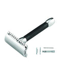Merkur 30B Safety Razor - 3-Piece DE Closed Comb with Short Handle in Bright Chrome/ Black