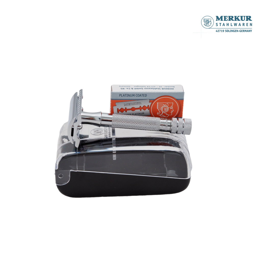 Merkur 333C Double-Edge Safety Razor Set with Bright Chrome Finish and 10 Blades