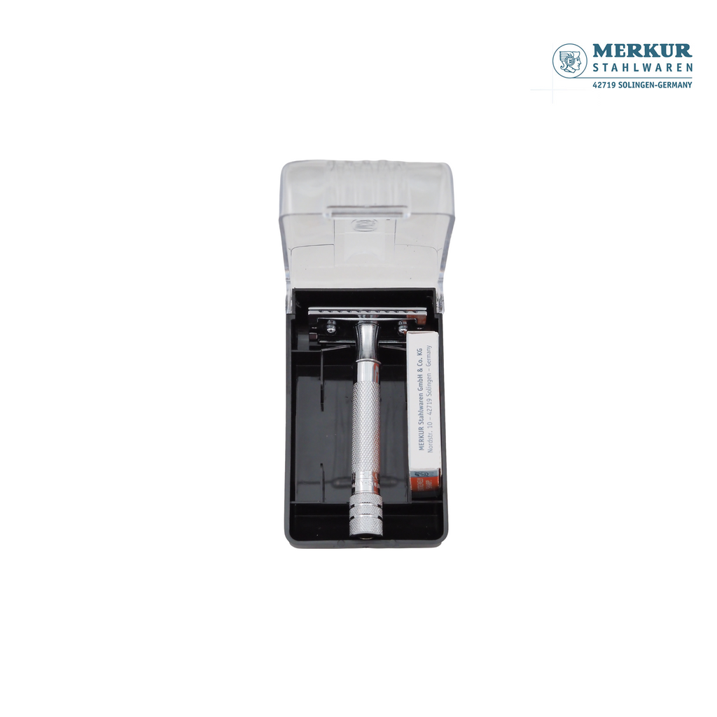 Merkur 333C Double-Edge Safety Razor Set with Bright Chrome Finish and 10 Blades