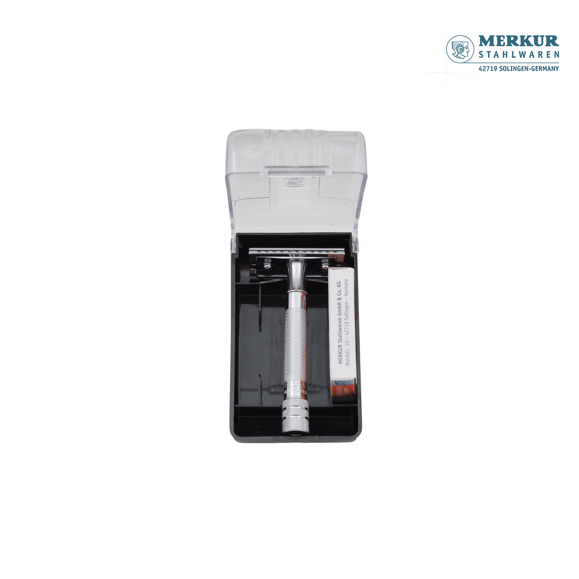 Merkur 333C Double-Edge Safety Razor Set with Bright Chrome Finish and 10 Blades