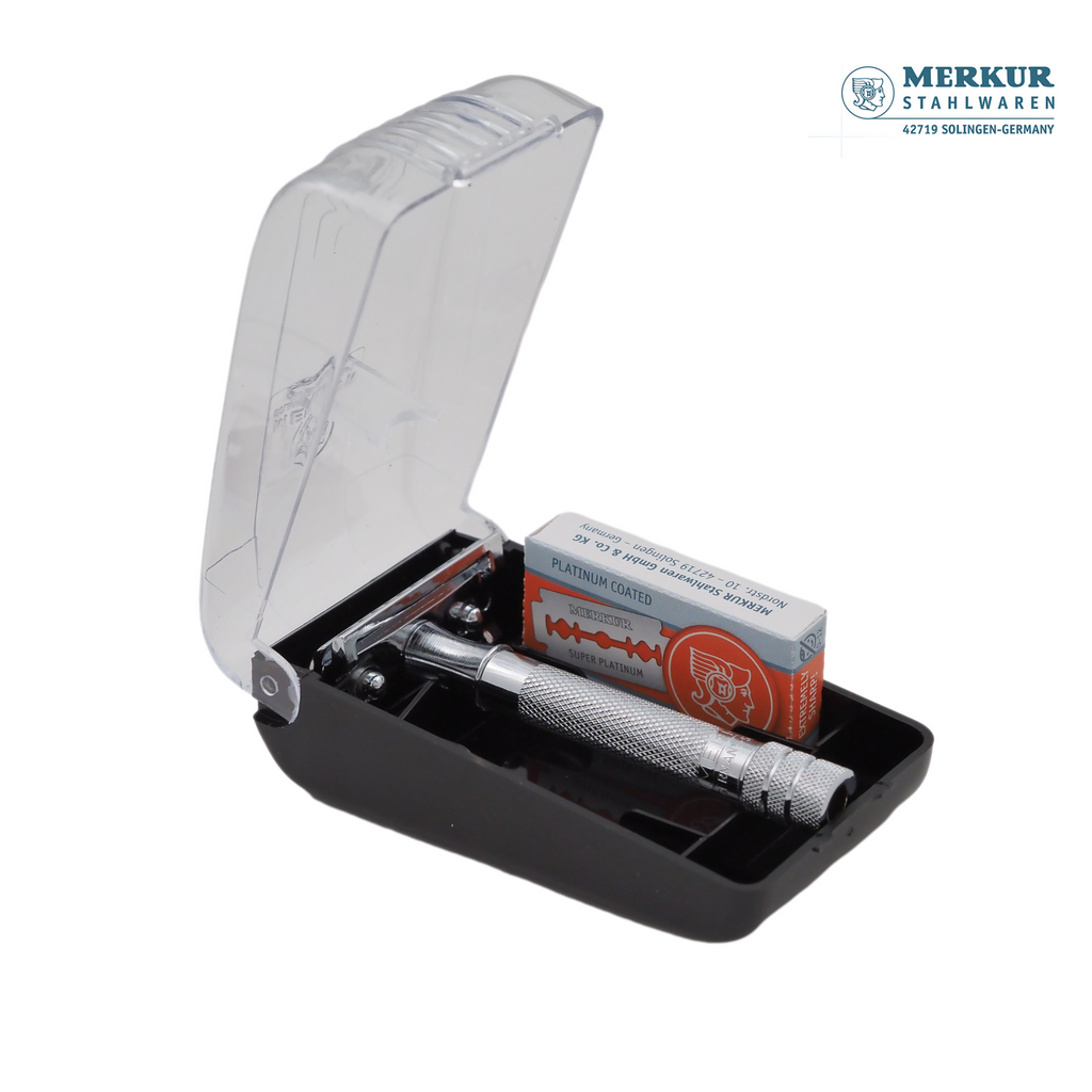 Merkur 333C Double-Edge Safety Razor Set with Bright Chrome Finish and 10 Blades