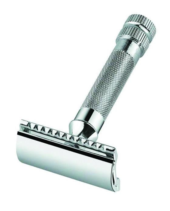 Merkur 34C Safety Razor - 2-Piece DE Chrome Razor with Closed Comb and Knurled Extra Thick Handle (HD)