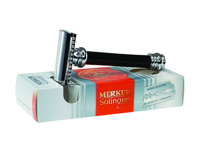 Merkur 38B Safety Razor with Barberpole Long Heavy Handle - Closed Comb Design