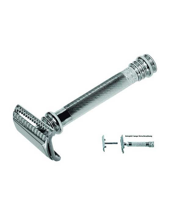 Merkur 39C Slant Bar Razor - 2-Piece DE Safety Razor with Barberpole Long Heavy Handle in Chrome