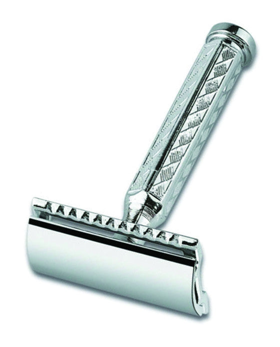 Merkur 42C Safety Razor - 3-Piece DE Closed Comb with Classic 1906 Etched Chrome Handle
