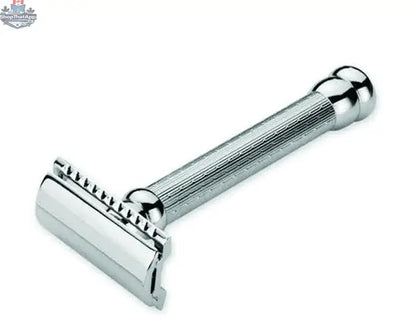 Merkur DE Safety Razor - 2-Piece Closed Comb with Extra Long Engine-Turned Chrome Handle - Shopthatapp.ca
