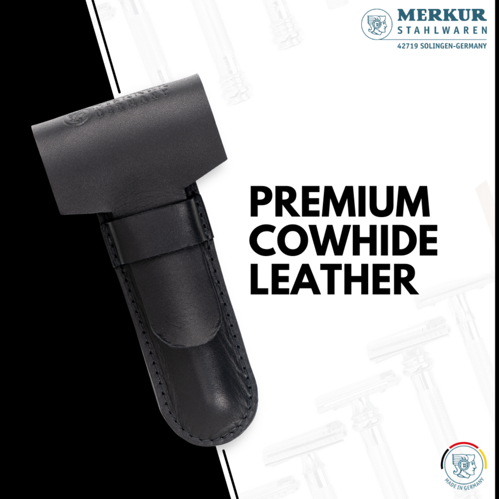 Merkur Leather Case Black - Standard Fit for All Items Except 24001 and Futur, Made from Cowhide