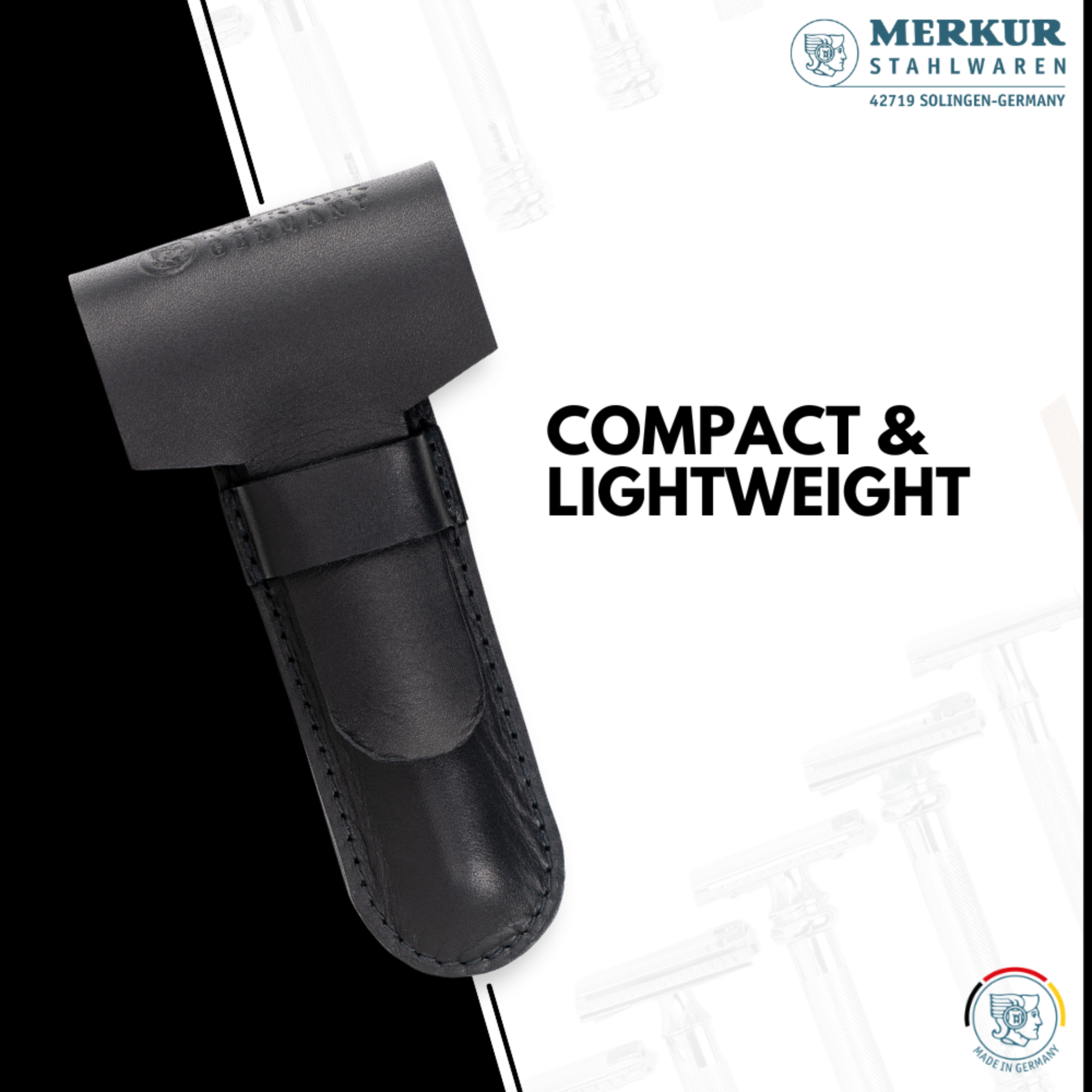 Merkur Leather Case Black - Standard Fit for All Items Except 24001 and Futur, Made from Cowhide