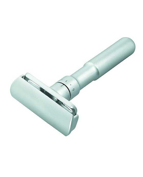 Merkur Futur Adjustable Safety Razor with Snap Closure - Matte Chrome Finish