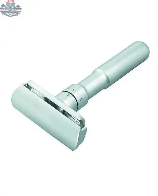 Merkur Futur Adjustable Safety Razor with Snap Closure - Matte Chrome Finish - Shopthatapp.ca