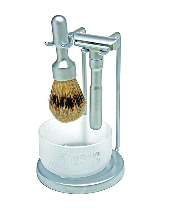 Merkur Futur Adjustable Shaving Set - 4-Piece Luxury Set with Matte Satin Finish