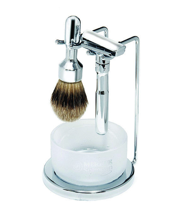 Merkur Future Double Edge Razor Set - 4pc Polished Safety Razor Shaving Set
