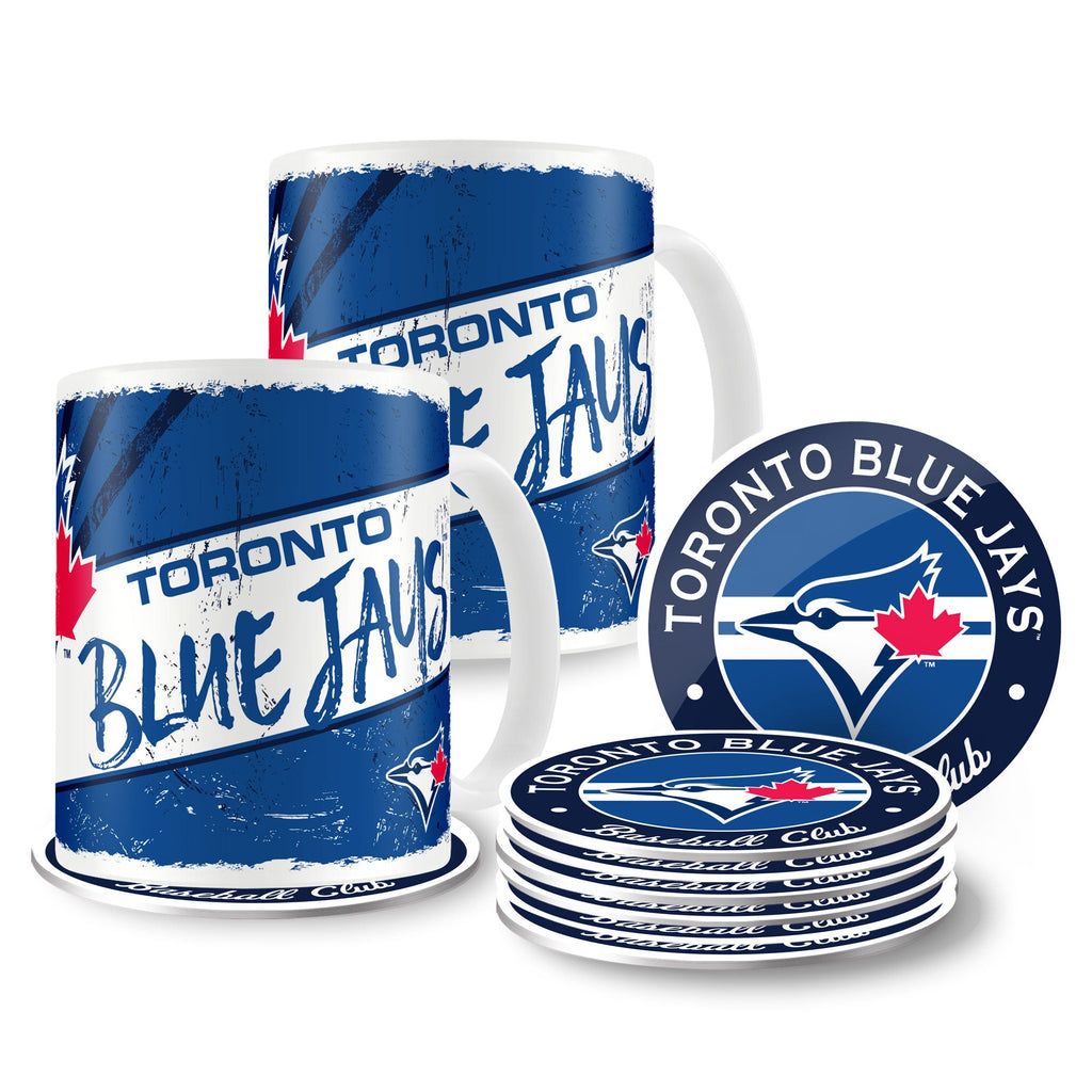 Toronto Blue Jays Mug & Coaster Set - 2 Pack 15oz Mugs | 8 Pack Coasters - Www.Shopthatapp.ca