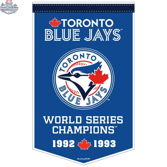 Toronto Blue Jays wall banner, Dynasty 10x15 inch felt decor featuring team logo and colors, ideal for sports fans' rooms.