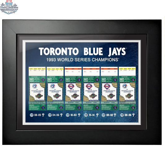 Toronto Blue Jays framed ticket to history wall decor, 12x16 size, commemorating the 1993 MLB season.