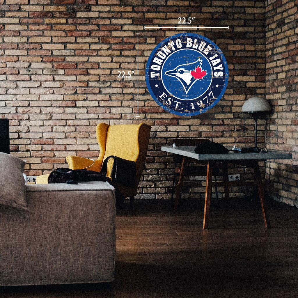 Toronto Blue Jays Sign - 22" Round Distressed - Www.Shopthatapp.ca