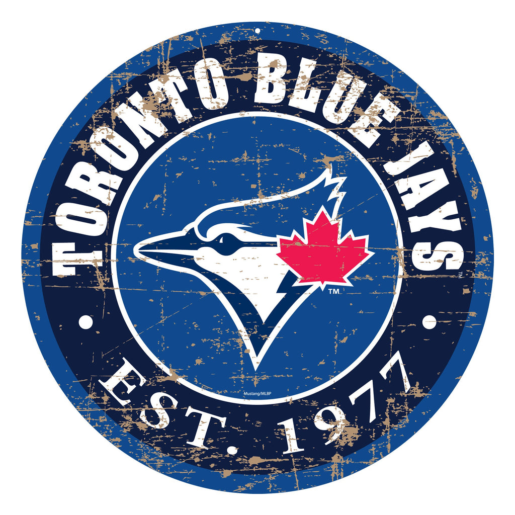 Toronto Blue Jays Sign - 22" Round Distressed - Www.Shopthatapp.ca