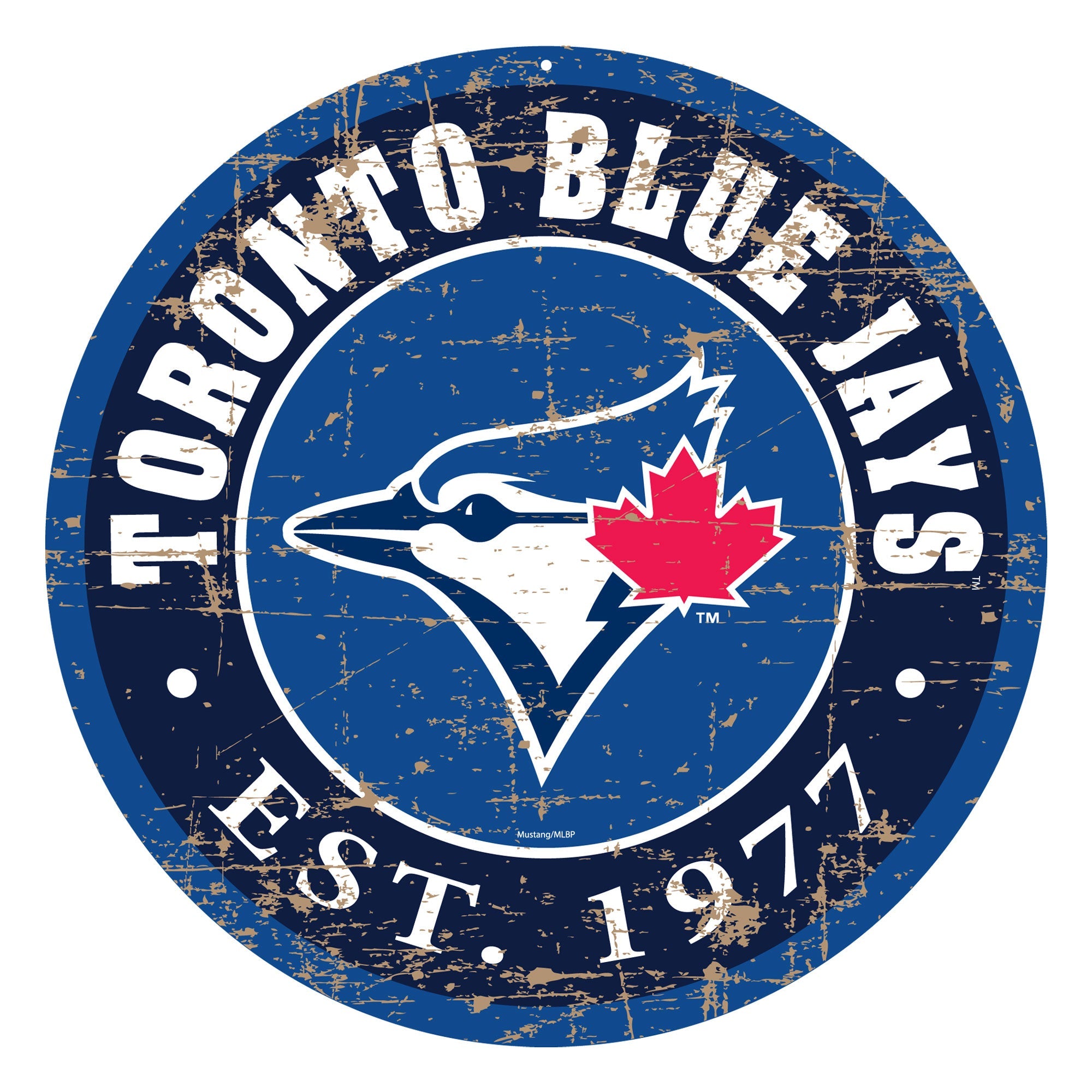 Toronto Blue Jays Sign - 22" Round Distressed - Www.Shopthatapp.ca