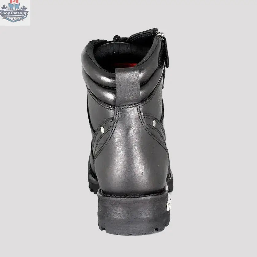 Milwaukee men's motorcycle boots with 6-inch side zip and laces, designed for comfort and protection, by Boutique of Leathers/Open Road
