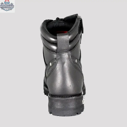 Milwaukee men's motorcycle boots with 6-inch side zip and laces, designed for comfort and protection, by Boutique of Leathers/Open Road