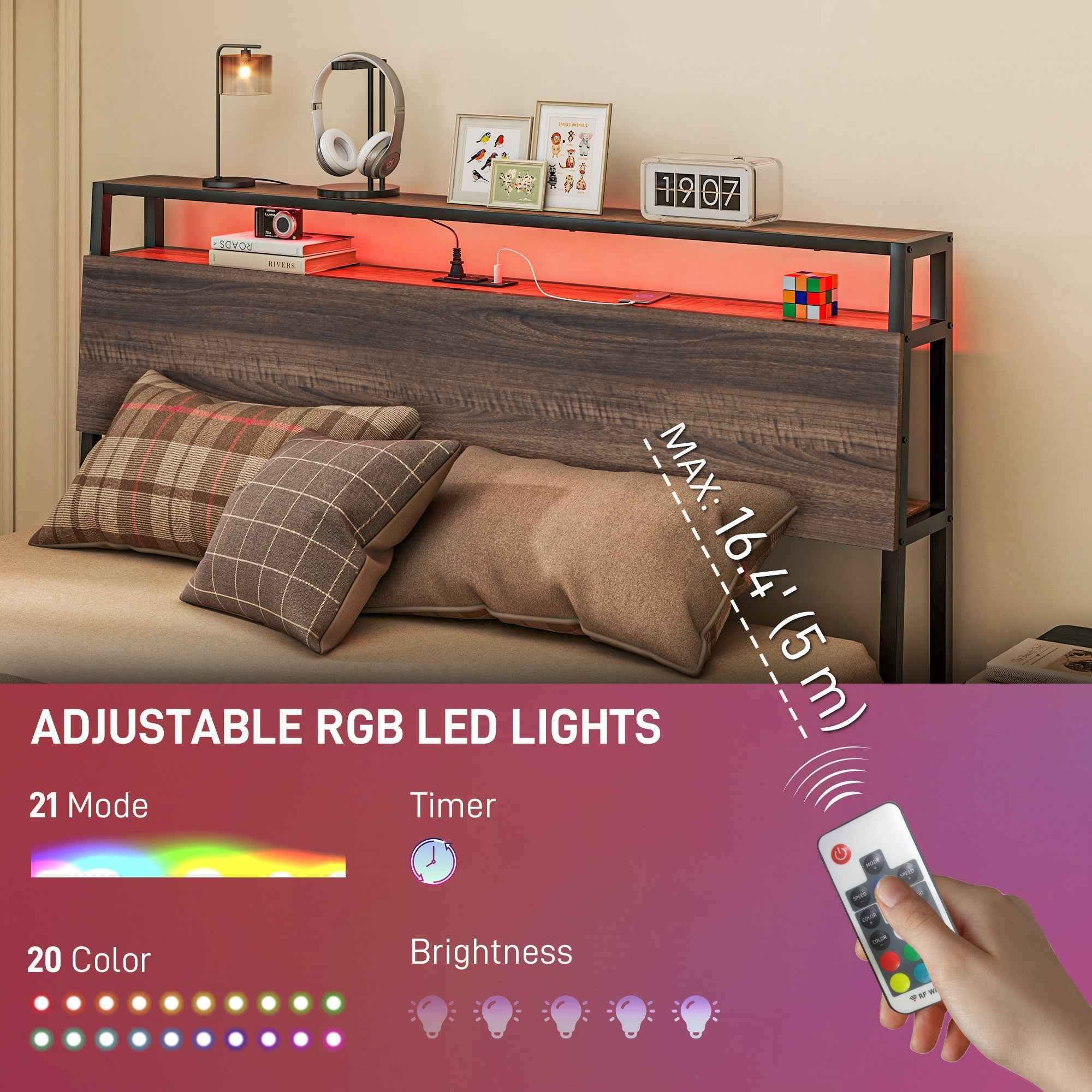 Logan Queen Size Bed Frame with LED Lights