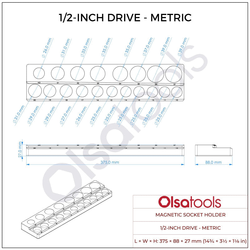 2-Row Magnetic Socket Holders