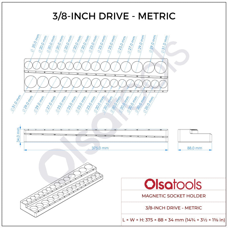 2-Row Magnetic Socket Holders