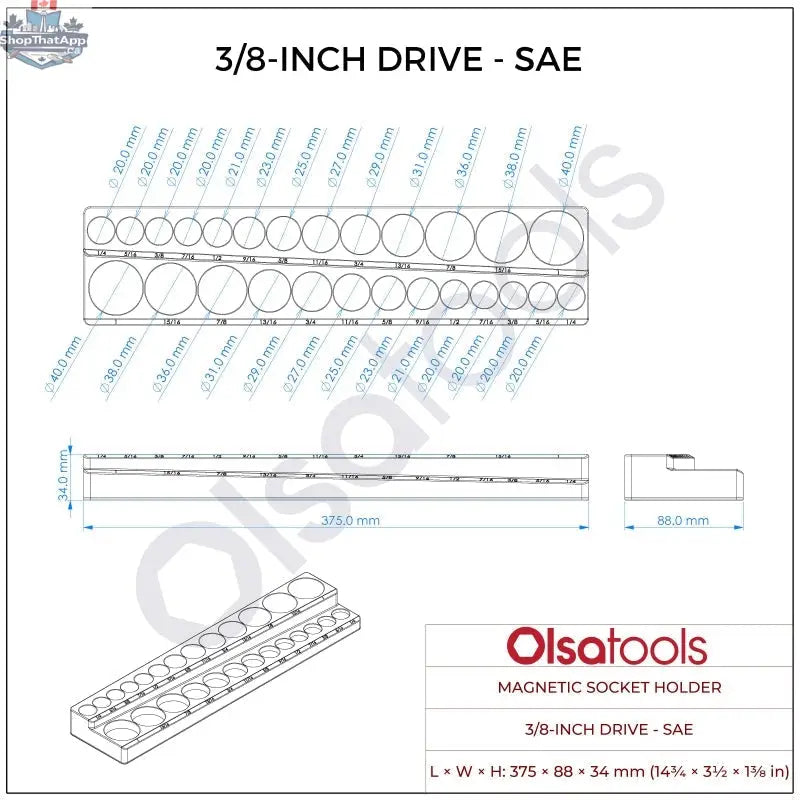 Olsa Tools Canada 2-Row Magnetic Socket Holders for 1/2 Drive click torque wrench, organized socket storage and easy access