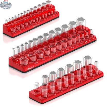 Olsa Tools Canada 2-row magnetic socket holders for 1/2 drive click torque wrenches, organized socket storage and easy access