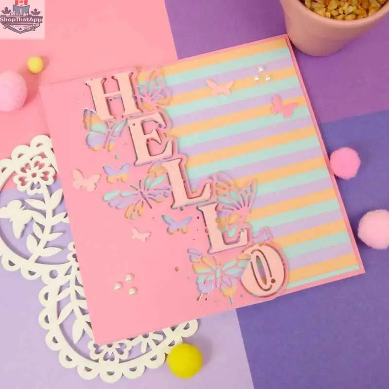 Moonstone Edge Dies by Ecstasy Crafts for die cutting, featuring a Hello design for beautiful card making projects.