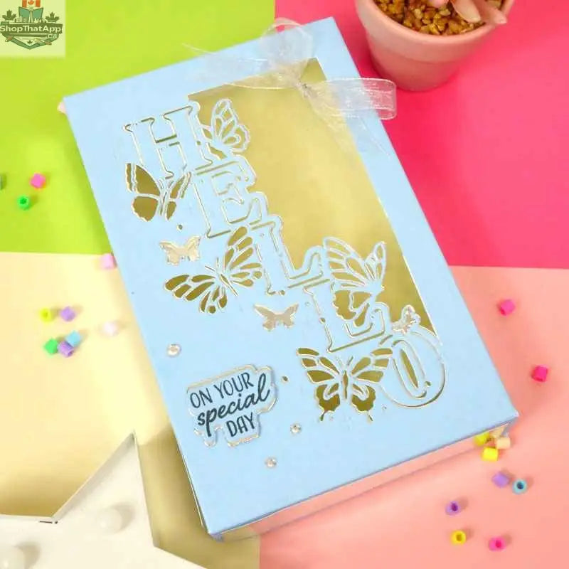 Moonstone Edge Dies by Ecstasy Crafts for card making, featuring a "Hello" edge design for die cutting craft projects.