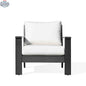 Magnolia black aluminum club chair by Krikacy with Sunbrella® white canvas cushions, stylish outdoor sofa with modern design.